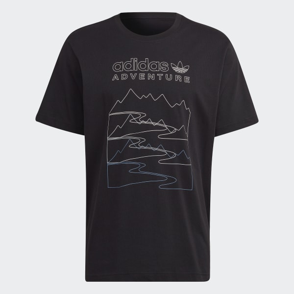 Preto Camiseta adidas Adventure Mountain Front SD639