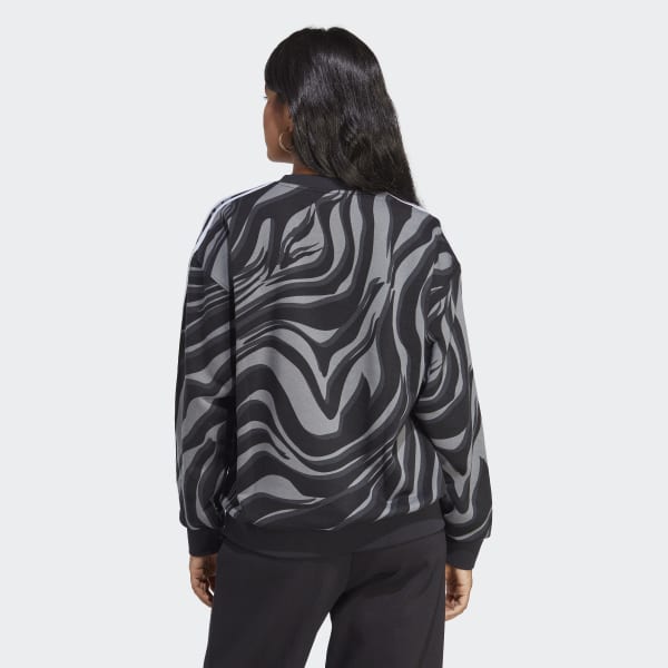 Schwarz Abstract Allover Animal Print Sweatshirt