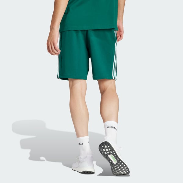 adidas Essentials French Terry 3-Stripes Shorts - Green | Free Delivery ...