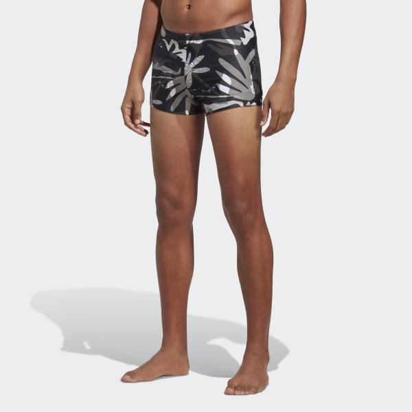 Svart Floral Graphic Swim Boxers