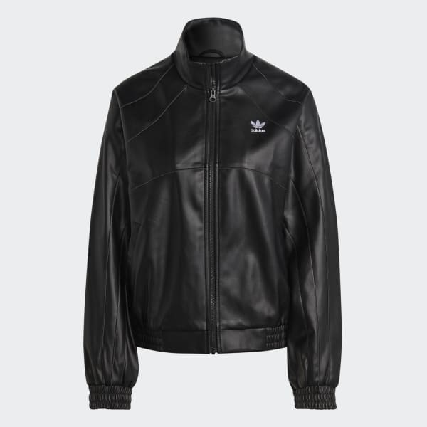 Czerń Faux Leather Jacket ELM79
