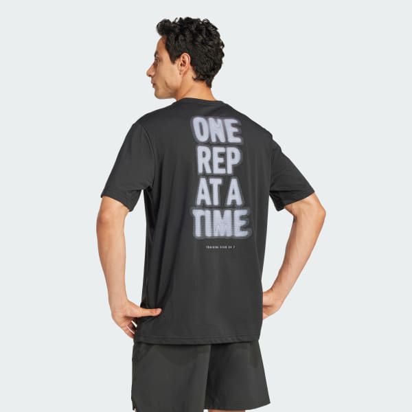 Negro Playera de Entrenamiento Climacool One Rep at a Time Estampada