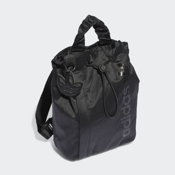 Noir Mini sac à dos seau Satin