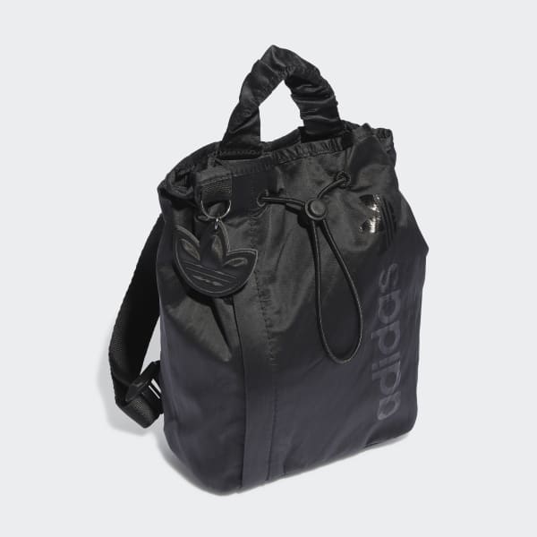 Svart Satin Mini Bucket Backpack