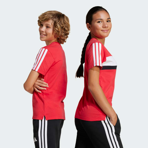 Vermelho Camiseta Seasonal Essentials Tiberio Três Listras Infantil