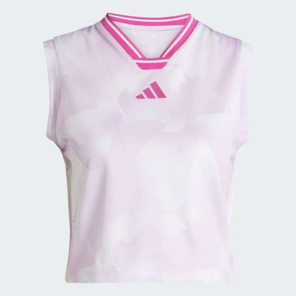Purple Tiro Cut 3-Stripes Mesh Tank Top