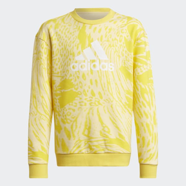Yellow Future Icons Hybrid Animal Print Cotton Loose Sweatshirt