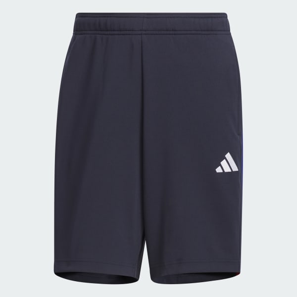 ブルー スリーストライプス レギュラーフィット ダブルニットショーツ