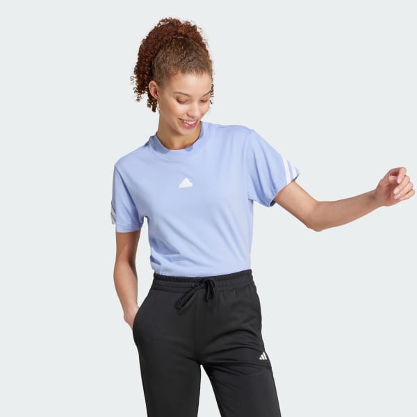 Blau Future Icons 3-Streifen T-Shirt