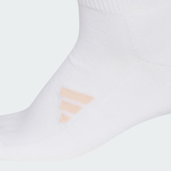 ホワイト 【ゴルフ】クルー丈 スリーストライプ クッションソックス