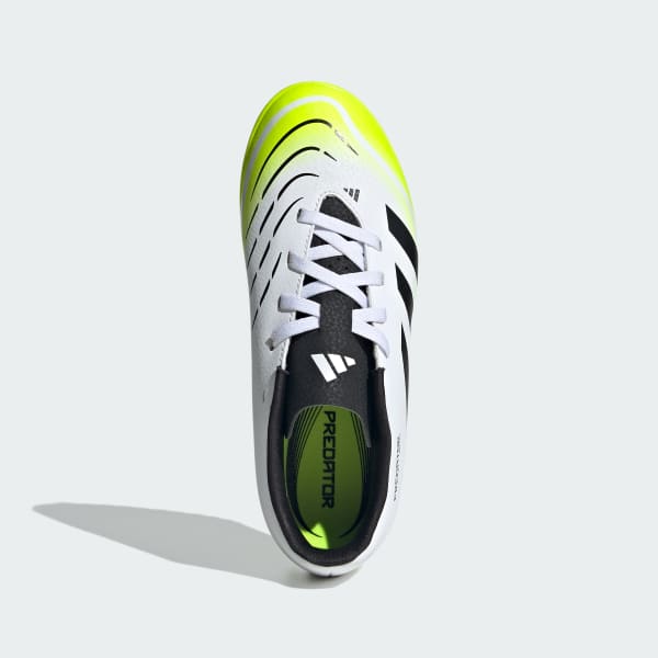Blanco Zapatos de fútbol Predator Club pasto sintético para niños
