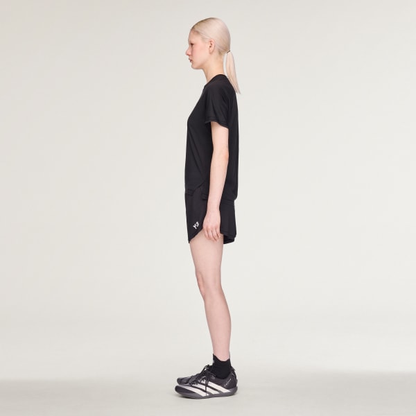 Black Y-3 RUNNING SHORT SLEEVE TEE
