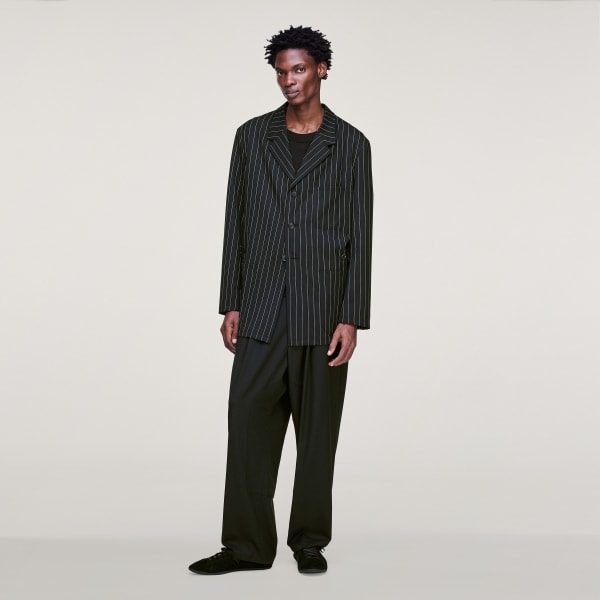 Black Y-3 PINSTRIPE REFINED WOOL CHORE COAT