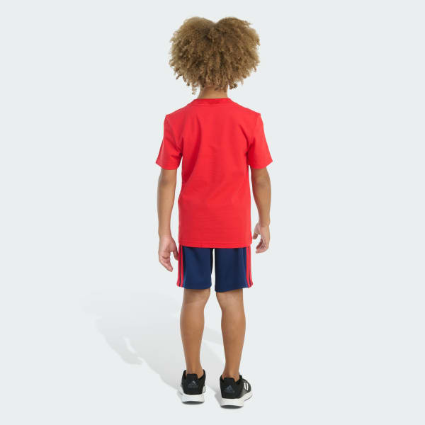 adidas Two-Piece Cotton Tee & 3-Stripes Shorts Set