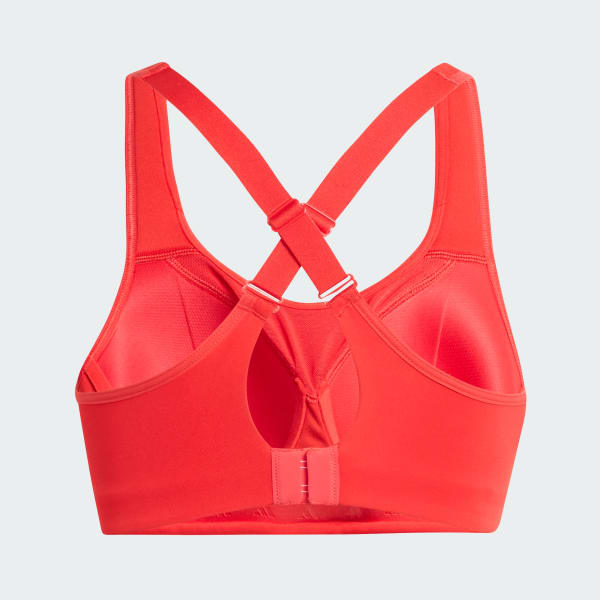 adidas Optime Workout High Support Bra - Red | Free Shipping with