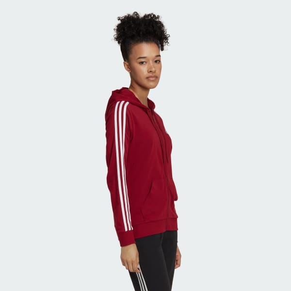 Red adidas sale 3 stripe hoodie
