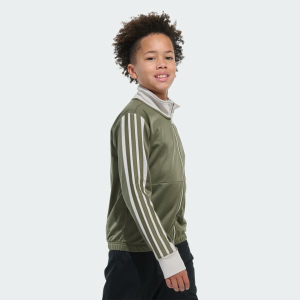 adidas Long Sleeve Colorblock Tricot Jacket - Green | Free