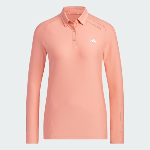 Red Stretch Long Sleeve Polo Shirt