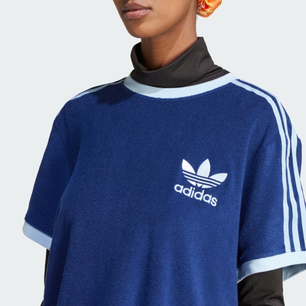 アディダス テリー スリーストライプス 半袖Tシャツ - ブルー