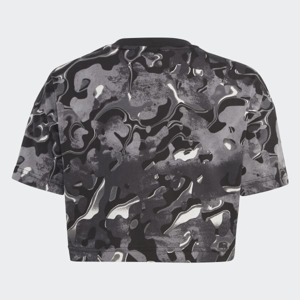 Grey Future Icons Allover Print Cotton T-Shirt Kids