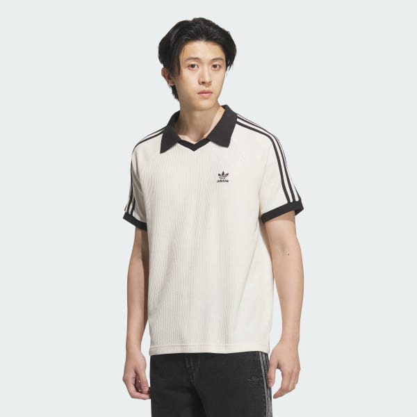 Λευκό Waffle Short Sleeve Polo Shirt