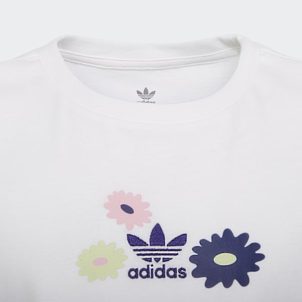 Blanco Camiseta Flower Estampada