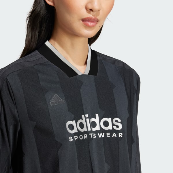 ★adidas★ Tiro Cut 3S Jacquard Long Sleeve Tee Black IX3711 adidas Tiro Cut 3-Stripes Jacquard Long Sleeve Shirt - Black