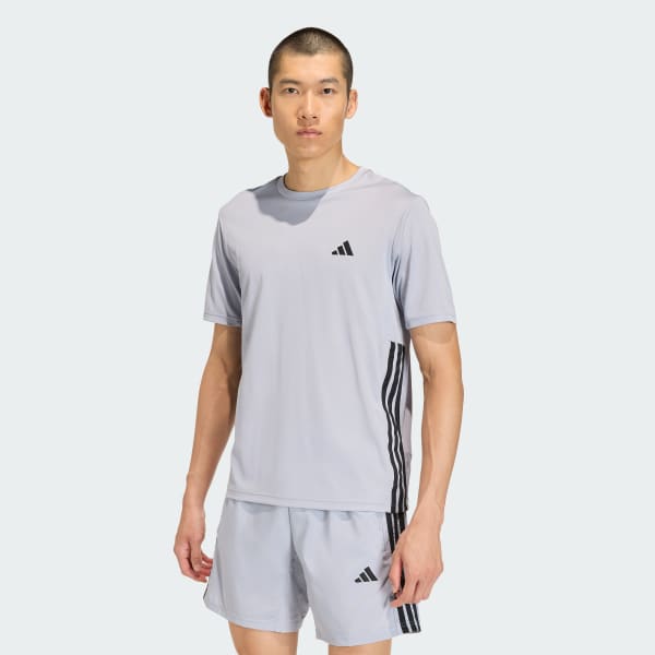 Gris REMERA WORKOUT ESSENTIALS BASE 3-STRIPES