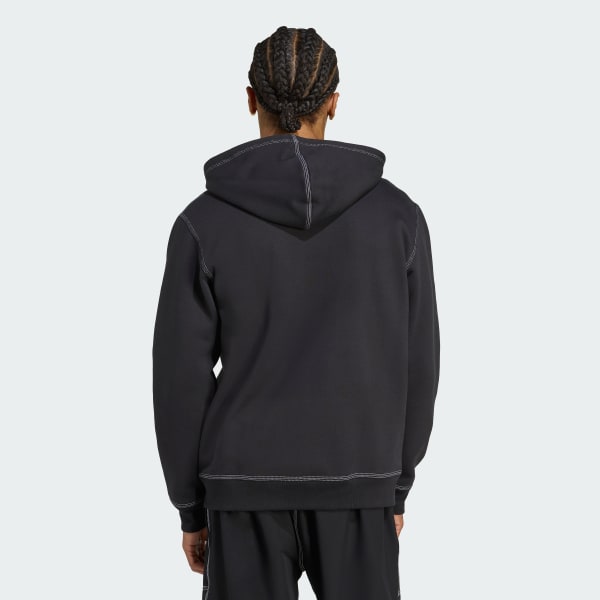 Black Essentials Trefoil Full-Zip Hoodie
