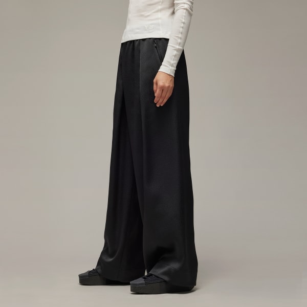 Y-3 Wide Leg Tech Seersucker Pants - Black | Free Shipping