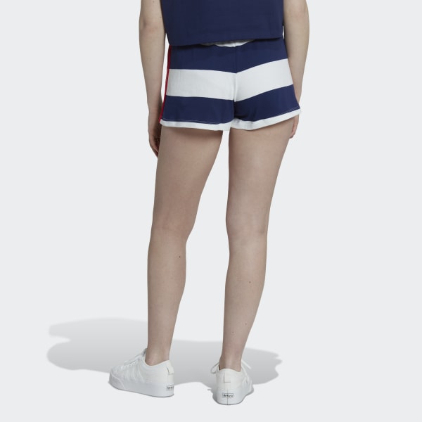 Blue Mid Waist Striped Shorts