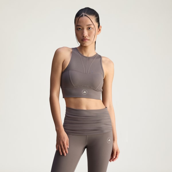 สีน้ำตาล เสื้อเทรนนิงทรงครอป adidas by Stella McCartney