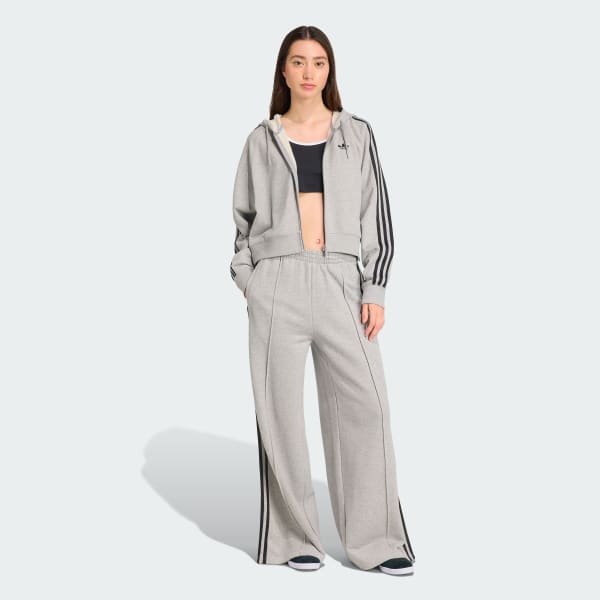 Grey 아디컬러 3 스트라이프 숏 지퍼 후디