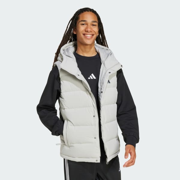 Grau Helionic CLIMAWARM Daunenweste mit Kapuze