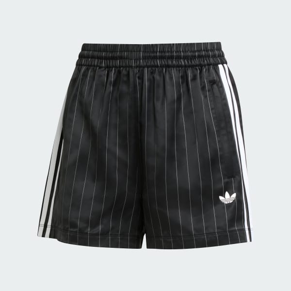 adidas Originals Pinstripe Satin Shorts - Black | Free