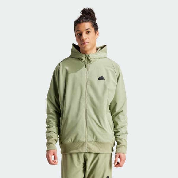 adidas Z.N.E. Woven Full-Zip Hooded Track Top - Green | Men's Lifestyle ...
