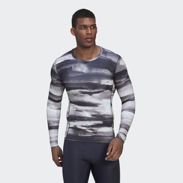 Multicolore T-shirt d'entraînement à manches longues imprimé intégral Yoga WW134
