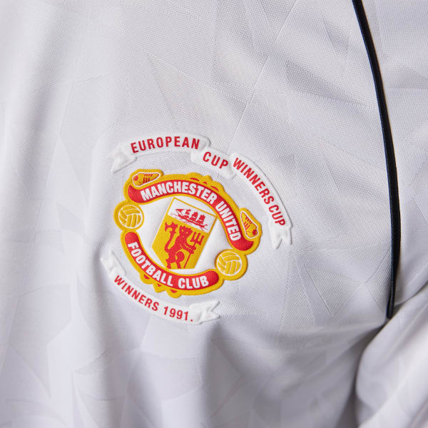 Weiss Manchester United '91 Long Sleeve Auswärtstrikot