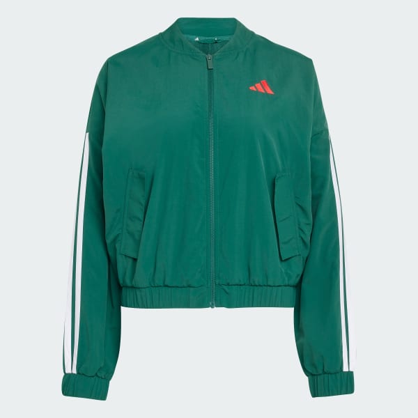 Verde Chamarra Rompevientos Essentials 3 Franjas Tejida