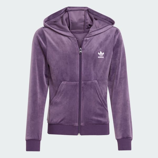 adidas Velour Zip Hoodie Purple adidas UK