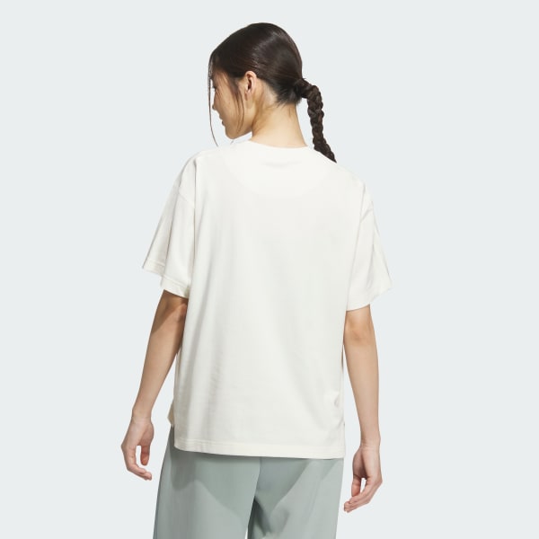 ホワイト エッセンシャルズ プラス スリーストライプス ルーズフィット半袖Tシャツ