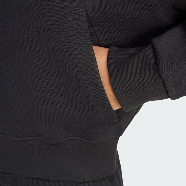 adidas ESSENTIALS FRENCH TERRY CROPPED ZIP HOODIE - Black | Free