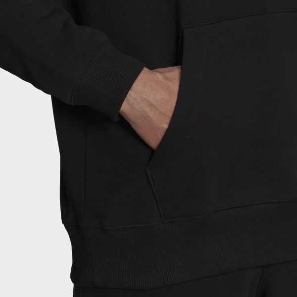 Black Essentials FeelVivid Cotton Fleece Drop Shoulder Hoodie