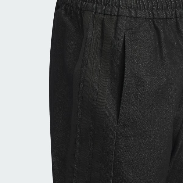 ブラック ガールズ ストレッチ デニム ルーズフィット ワイドパンツ キッズ