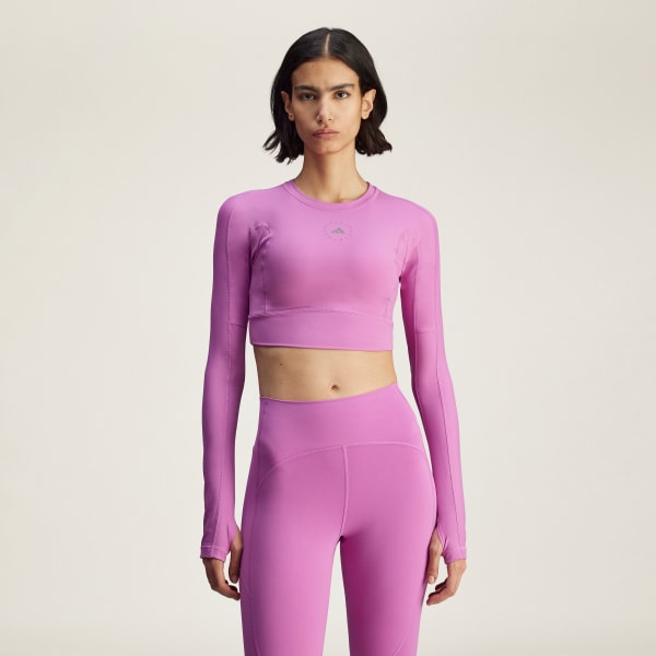 Μωβ adidas by Stella McCartney TrueStrength Yoga Cropped Long Sleeve Top