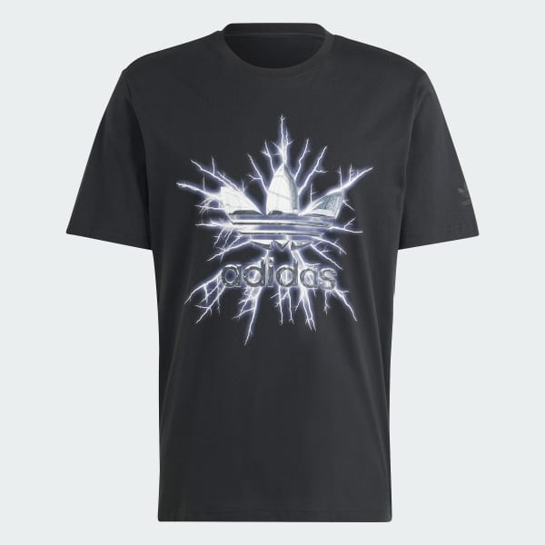 สีดำ เสื้อยืดแขนสั้นพิมพ์ลาย