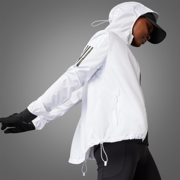 Blanco Rompevientos de Running con Capucha Own the Run