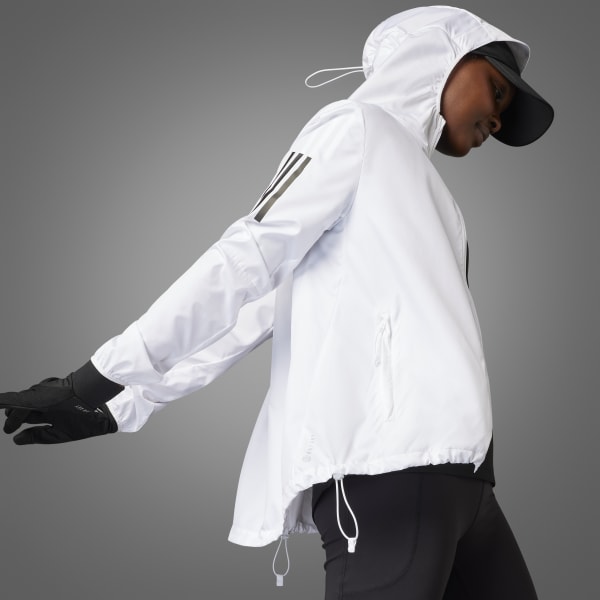 White hooded top windbreaker
