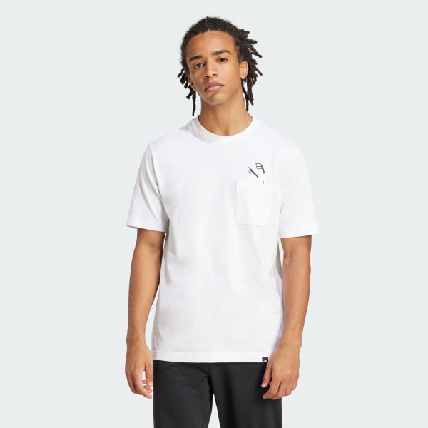 White Lounge Slides Graphic Pocket T-Shirt