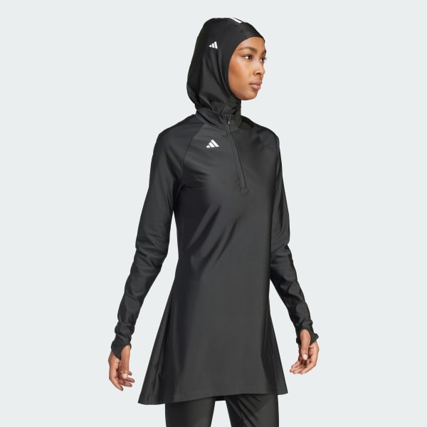 Svart 3-Stripes Swim Long Sleeve Overdel